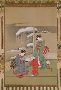 雪兎図 Painting The Eyes On A Snow Rabbit — Isoda Koryūsai 磯田湖龍斎