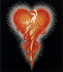 Figures Dorées Au Sein D'un Cœur Cramoisi Radiant