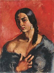 Self-portrait With Red Background — Amrita Sher-gil