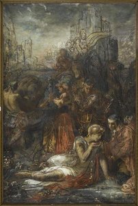Darius, Fuyant Après La Bataille D'arbelles, S'arrête, Épuisé De Fatigue, Pour Boire Dans Une Mare — Gustave Moreau