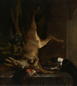 A Dog And A Cat Near A Partially Disembowelled Deer, Jan Baptist Weenix, 1645 - 1660 — Jan Baptist Weenix