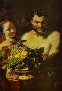Satyr And Girl With A Basket Of Fruit — Jacob Jordaens