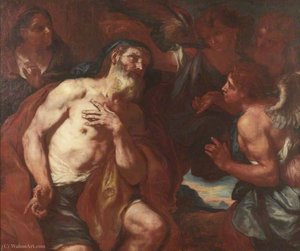 Abraham Visited By The Angels — Johann Karl Loth