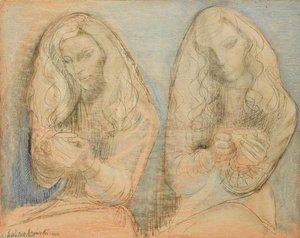 Deux Filles Avec Des Tasses De Thé — Barbara Hepworth