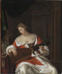 Lady Playing A Lute In An Interior — Eglon Hendrik Van Der Neer