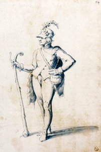 Disegno Di Costume Per Una Figura Maschile Con Bastone — Giuseppe Arcimboldo