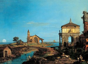 Una Isla En La Laguna Con Una Puerta Y Una Iglesia — Giovanni Antonio Canal