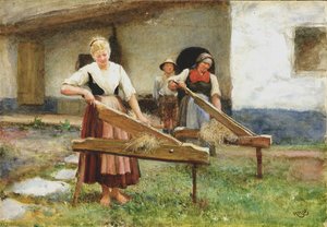Young Farmers Breaking Flax — Sir Hubert Von Herkomer