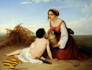 Hagar Offering Water To Her Son, Ishmael, In The Desert — Sir Charles Lock Eastlake