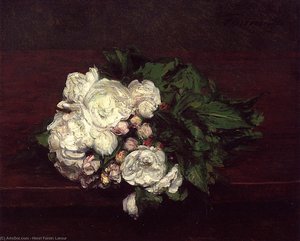 Flowers, White Roses — Henri Fantin-latour