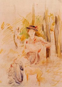 Girl With Greyhound — Berthe Morisot