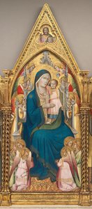 Madonna And Child Enthroned With Twelve Angels, And With The Blessing Christ [middle Panel] — Agnolo Gaddi
