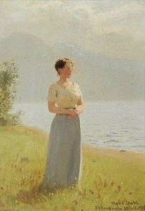 Girl Beside A Fjord — Hans Dahl