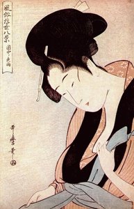 Woman In Bedroom On Rainy Night — Kitagawa Utamaro