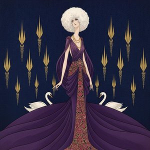 Figure Royale En Draperies Pourpres Parmi Des Pointes Dorées — Valentin Laurent De Courcey
