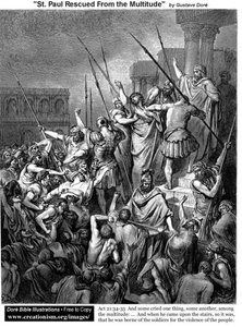 St.paulrescuedfromthemultitude — Gustave Doré