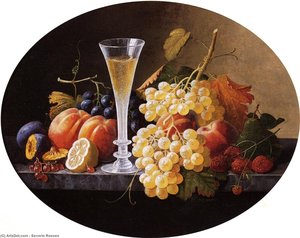 Still Life With Fruits And Wine Glass — Severin Roesen