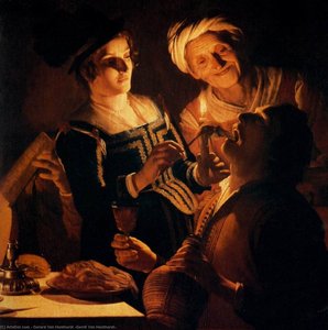Supper Party (detail) — Gerard Van Honthorst