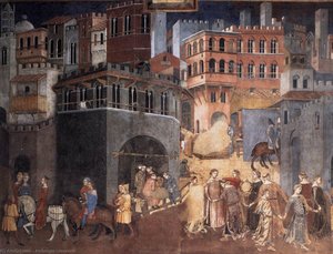 Good And Bad-effects Of Good Government On The City Life (detail)2 — Ambrogio Lorenzetti