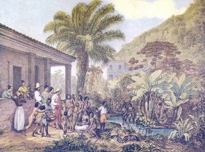 Indians Visiting A Brazilian Farm Plantation In Minas Gerais — Johann Moritz Rugendas