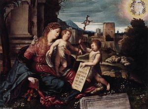 Madonna With Child And The Young St John — Alessandro Bonvicino (moretto Da Brescia)