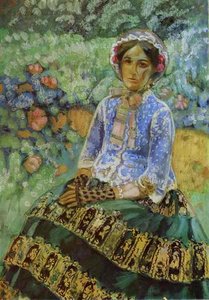 Woman In Blue — Viktor Elpidiforovich Borisov Musatov