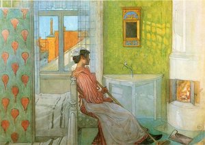 Martina In Front Of The Fire — Carl Larsson