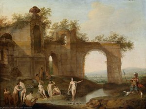 Landscape With Diana And Actaeon — Dirck Van Der Lisse