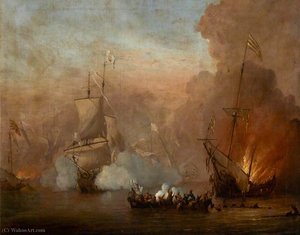A Naval Engagement Between An English Ship And Barbary Ships — Peter Monamy
