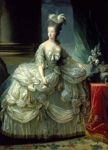 Queen Marie-antoinette Great Court Dress, A Rose In Hand — Luizė Elizabeta Vigė Le Brūn