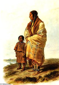 Dacota Woman And Assiniboin Child — Karl Bodmer