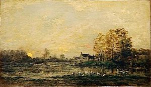 The Bog In The Sunset — Charles-françois Daubigny