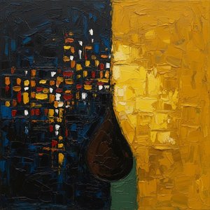 Fragmented Embers And The Golden Void: A Monumental Study In Light And Shadow — Laurent Fabre