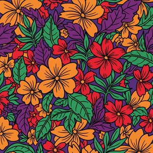 Simfonie Botanică Vibrantă: O Capodoperă Unică De Teselare Florală Ritmice