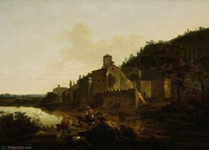 Italian Landscape With A Monastery — Adam Pynacker
