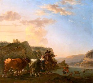 A Landscape With Peasants (also Known As Landscape With Herdsmen Fording A River) — Jan Asselijn