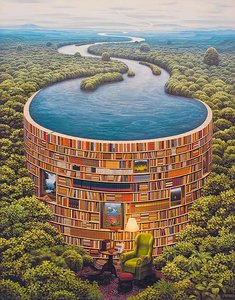 Shelves Of Books (also Known As Bibliotama) — Jacek Yerka