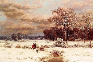 Children In A Snowy Landscape — William Mason Brown