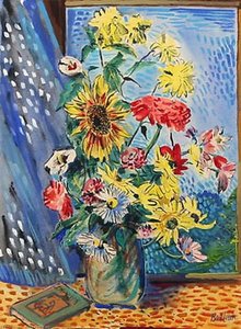 Still Life With Flowers And Book — David Davidovich Burliuk