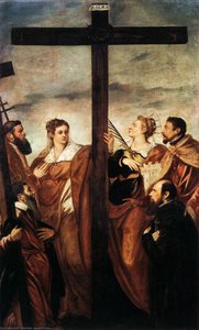 Santas Helen Y Barbara Adorando La Cruz — Jacopo Tintoretto