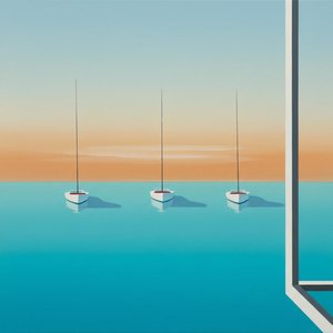 Ruhige Symmetrie: Ein Meditativer Horizont Von Drei Stillen Gefäßen In Gradientenlicht