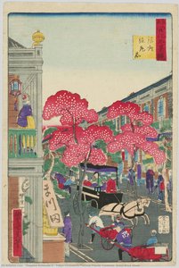 Tokyo Civilization Famous Places: Contests: Ginza Brick Stone — Utagawa Kunisada Ii