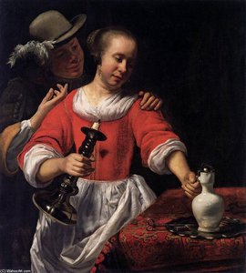 A Young Woman And A Cavalier — Cornelis Bisschop
