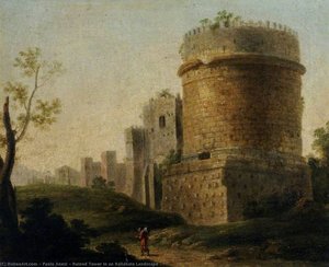 Ruined Tower In An Italianate Landscape — Paolo Anesi