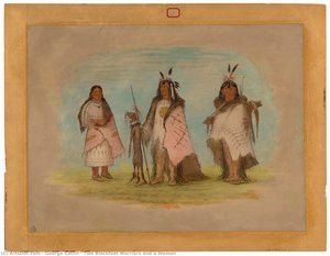 Two Blackfoot Warriors And A Woman — George Catlin