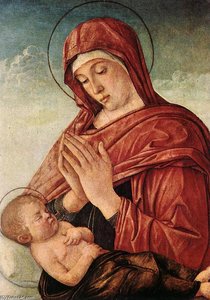 Madone En Adoration De L'enfant Endormi — Giovanni Bellini (giambellino)