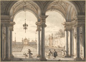 Blick Durch Eine Barockkolonnade In Einen Garten, 1760-1768 — Giovanni Antonio Canaletto