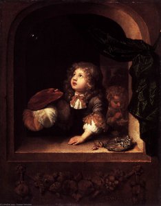 Two Boys Blowing Bubbles — Caspar Netscher