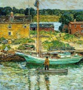 Oyster Sloop, Cos Cob — Childe Hassam