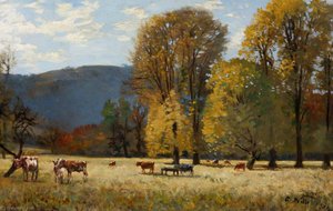 Landscape With Cattle Near Bridge Of Earn — Robert Noble